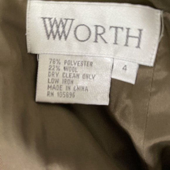 Worth Womens Wool Blend Pencil Skirt Size 4 Olive green lined career - Picture 4 of 4